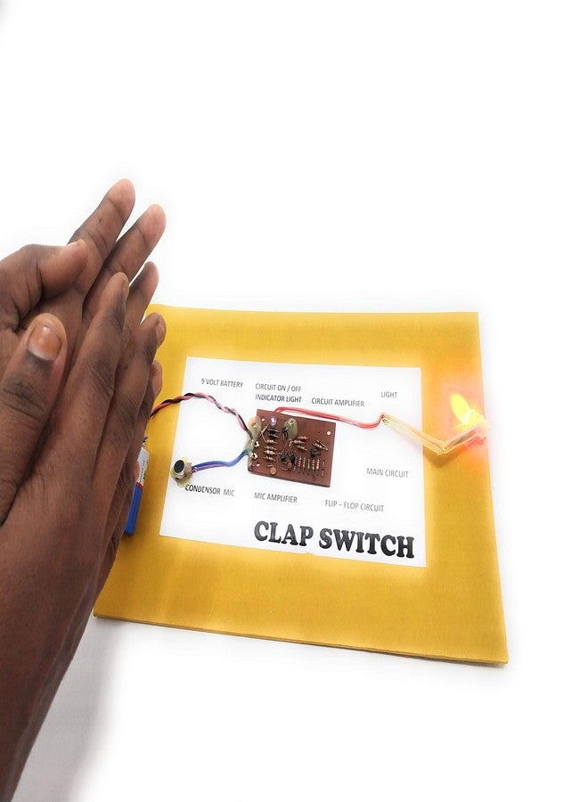 stepstodo clap switch working model. hand made. ready to use project with condensor mic. mic amplifier. flip - flop circuit- Multi color - Image 4